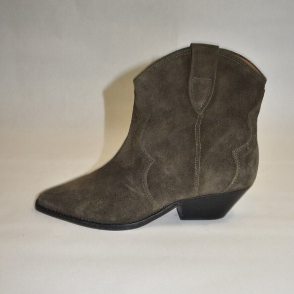Isabel Marant Dewina Suede Western Boots Olive Brown Size 37 7 US DD308 - Picture 4 of 8